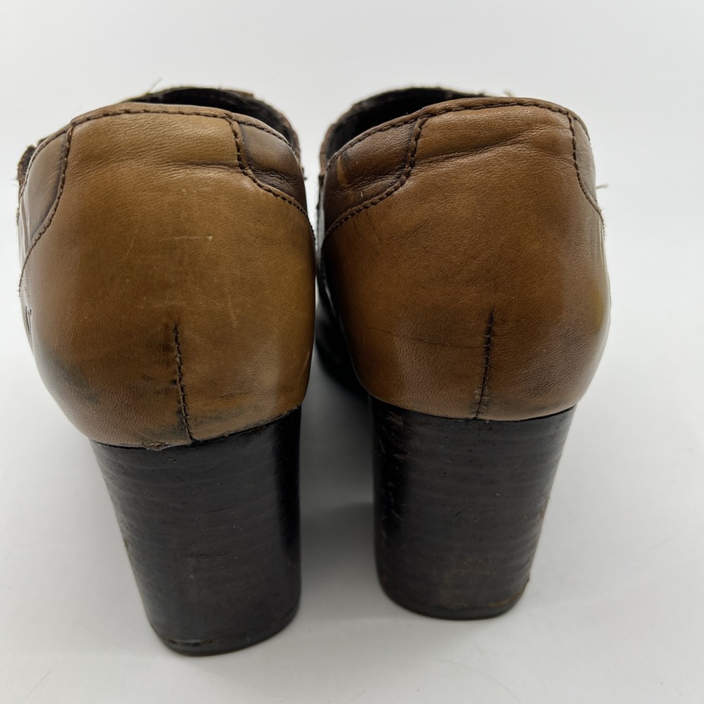 Born Women's Boot Size 8 Block Heel Brown Leather Slip On Western - Picture 9 of 16